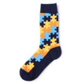 puzzle mintás zokni (kék)